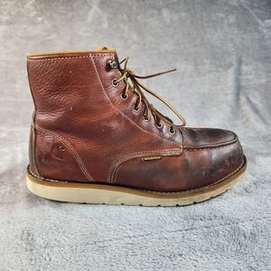 Carhartt Boots Mens 9.5W Wide Brown Leather Waterproof 6" Moc Steel Toe  Work